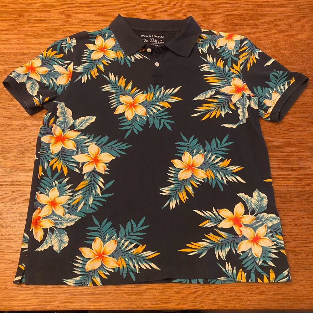 Banana Republic Factory Men’s Navy Tropical Floral Polo